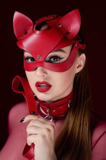 Kırmızı Maske Ve Tasma İkili Set 0226