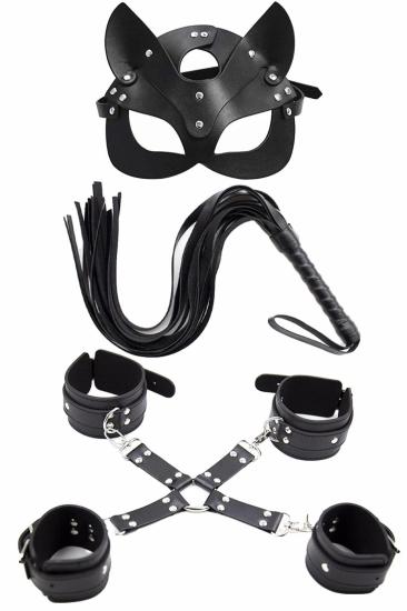 Maske Kırbaç Bileklik Ten Oluşan 5 Li Harness Deri Set 007