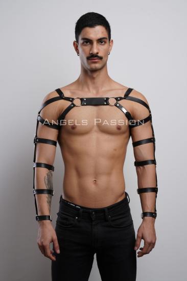 Erkek Deri Kol ve Göğüs Harness, Deri Fantazi Giyim - APFTM166