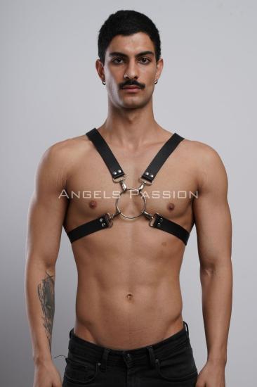 Halka Detaylı X Göğüs Erkek Harness, Gömlek Kemeri, T-Shirt Kemeri, Clubwear - APFTM178