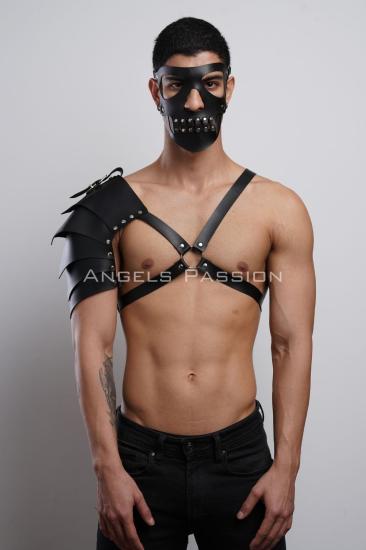 Maske Detaylı Tek Kol Barbar Kostüm Takım, Erkek Deri Cosplay Takım - APFTM197