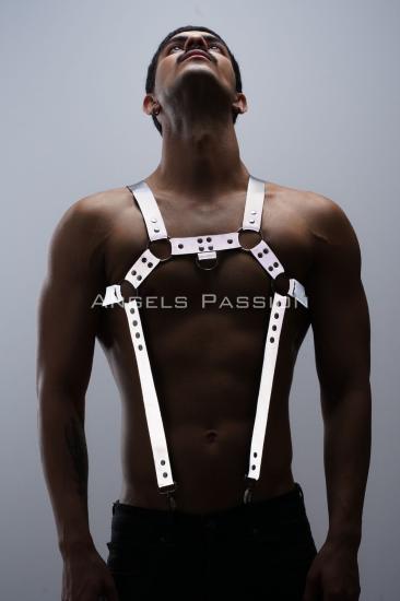 Reflektörlü (Karanlıkta Parlayan) Erkek Göğüs Harness, Reflektörlü Pantolon Askısı, Clubwear - APFTM23