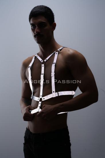 Reflektörlü (Karanlıkta Parlayan) Göğüs Harness, Clubwear, Tarz Erkek Vücut Aksesuar - APFTM40