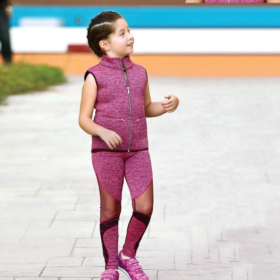 Kız Çocuk Kolsuz Spor Sweatshirt, Sporcu Atlet, Tayt Takım