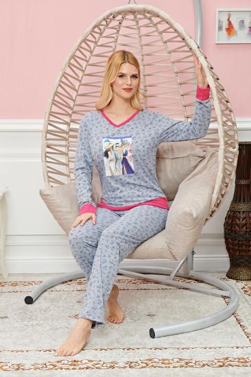 Bayan Uzun Kollu Pijama Takımı Model no 7588